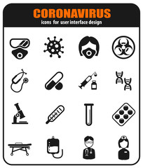 Coronavirus COVID-19 icon set