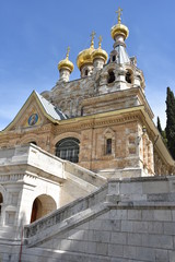 Fototapeta na wymiar The Russian Orthodox Church of Saint Mary Magdalene, Jerusalem, Israel