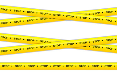 Vector set of restriction tapes, police line, crime scene investigation. Collection of danger caution stripes.