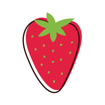 sweet strawberry fruit hand draw style