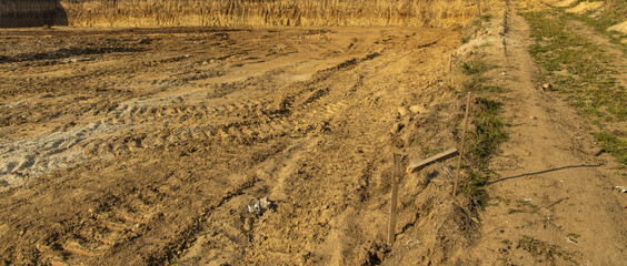dirt ground of future foundation for building construction industrial object