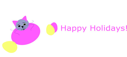 happy holidays, easter, cat, pink, yellow, festice, catoon,stationery