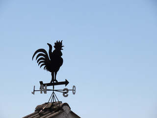rooster of metal indicating cardinal directions
