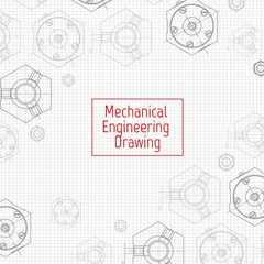 Technical drawing background . Mechanical Engineering drawing. Engine line drawing background