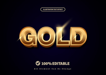 Editable text effect-Gold text style eps vector illustration