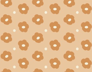 neutral tan 70s floral seamless vector pattern editable and separable 