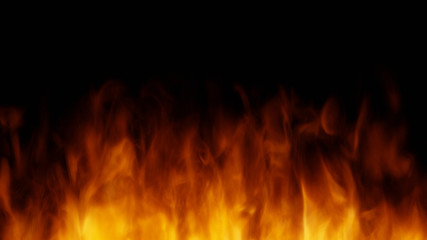 Fototapeta na wymiar fire flames frame on black background 3d rendering illustration
