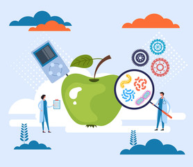 Pesticide test food control concept. Vector flat graphic design illustration