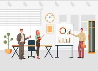 Business people characters office presentation concept. Vector flat graphic design illustration