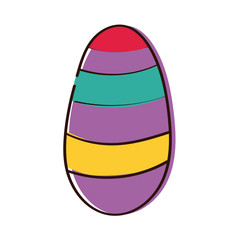 easter egg painted with stripes hand draw style