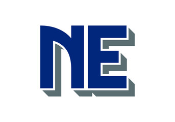 Striking Blue and Gray NE Monogram Logo Design with Unique Interlocking Lettering