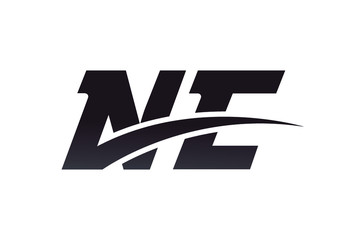 Modern Logo Design of the Letters N and E with Sweeping Curve