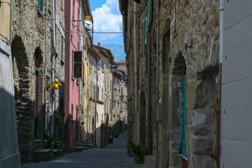 Empty streets because of coronavirus crisis in Italy, Virgoletta, district of Villafranca in Lunigiana, Tuscany