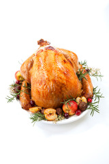 Roasted Turkey with Grab Apples over white