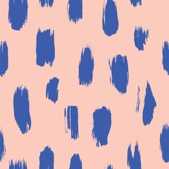 blue and pink mod, stylish, and abstract paint splatters vector seamless pattern. Editable and separable 