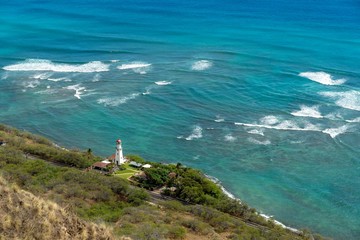 Diamond Head Lighthouse, O'ahu, Hawaii - obrazy, fototapety, plakaty