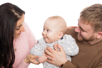Young family father mother and little boy son