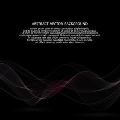 smoky wave on a black background. presentation template. layout for cover, brochure, flyer, banner, card, certificate. eps 10