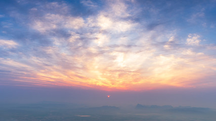 The sun and twiligth sky and clouds landscape nature background