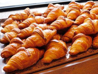 Bakery scenery with croissants displayed