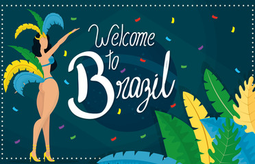 brazil carnival poster with beautiful garota