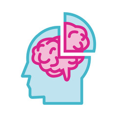 human profile with brain line and fill style icon