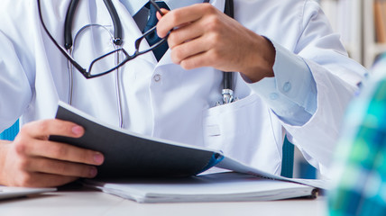 Patient visiting doctor for medical check-up in hospital