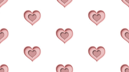 seamless heart shapes pattern 3d rendering illustration background