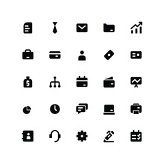 Set of business icons in solid style for web and mobile
