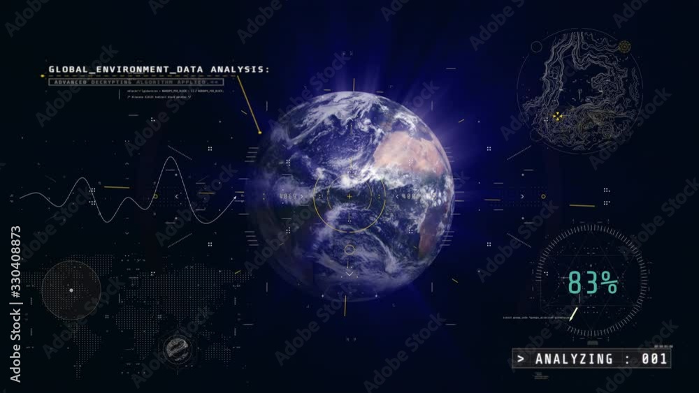 Poster infographic world earth map animation black screen a stylized rendering of the earth and modern digi