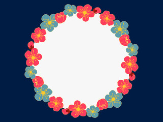 frame of plum flower in bloom