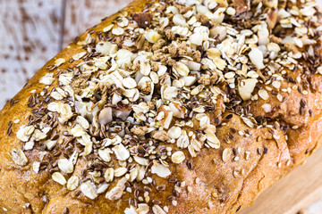 homemade vegan bread. Bread with Brazil nuts, walnuts, flaxseed, oats, chickpeas and soy. Bread without sugar.