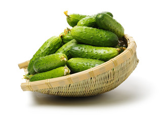 Green cucumber on the white background