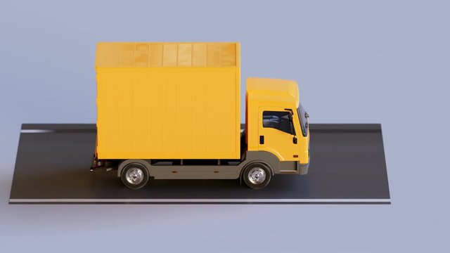 Package delivery process. The cardboard box is delivered to the parcel locker 4K