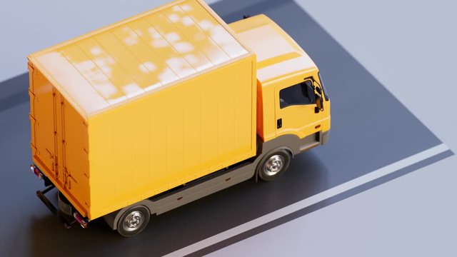 Package delivery process. The cardboard box is delivered to the parcel locker 4K