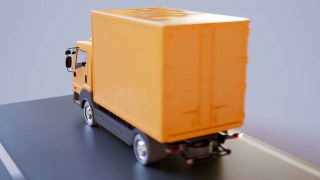 Package delivery process. The cardboard box is delivered to the parcel locker 4K