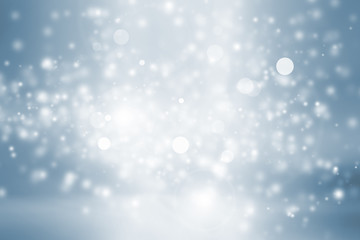 white bokeh blur background / Circle light on blue background / abstract light background