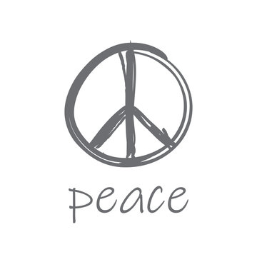 Peace icon doodle. Hand drawn sign of peace.