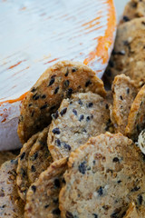 Poppy seed crackers and brie