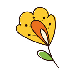 beautifull flower with leafs garden spring hand draw style