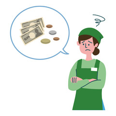 スーパー店員　女性　お金　困っている