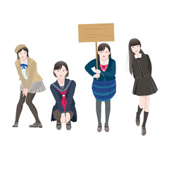 Obraz premium 人物 女子高生女子中学生制服