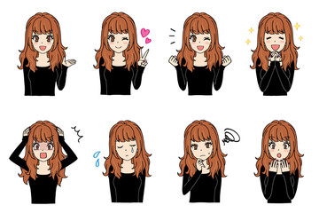 女の子　表情セット①