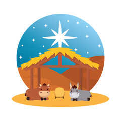 mule and ox in stable manger characters