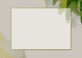 フォトフレーム　ヤシの木　リゾート地　夏　背景イラスト