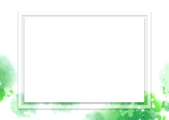 フォトフレーム　水彩テクスチャ　背景素材　緑