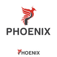 Phoenix logo template combined with the letter P, suitable for heavy industry companies, business, finance and others