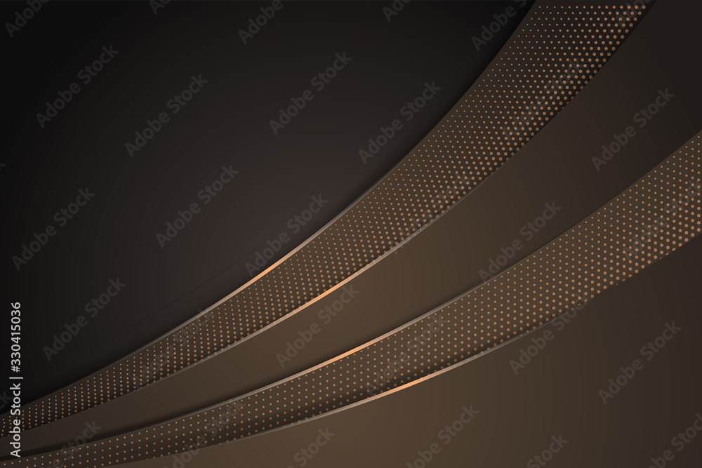 Poster brown gradient vector background with curve line and dark space for text and message design. halfton