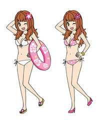 女の子　水着　立ち絵セット