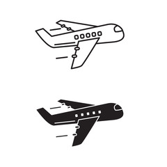 Airplane icon in linear and glyph style isolated on white background